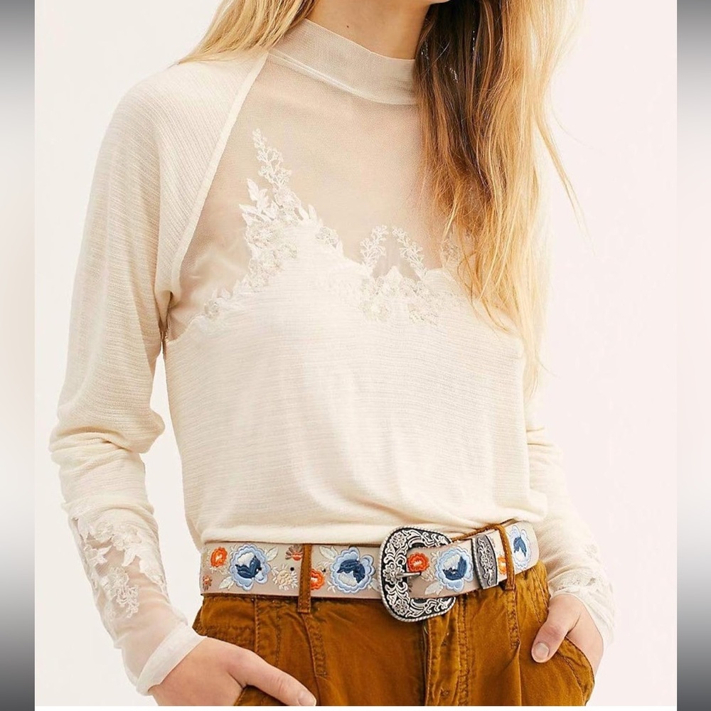 NWT Free People Saheli ecru top